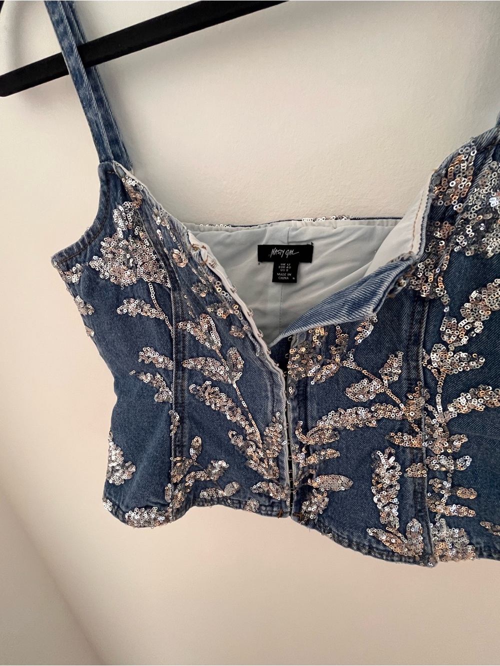 Nasty Gal Denim Sequin Corset Top - Picture 5 of 7
